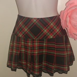 Red & Black Tartan Punk Gothic Mini Skirt M